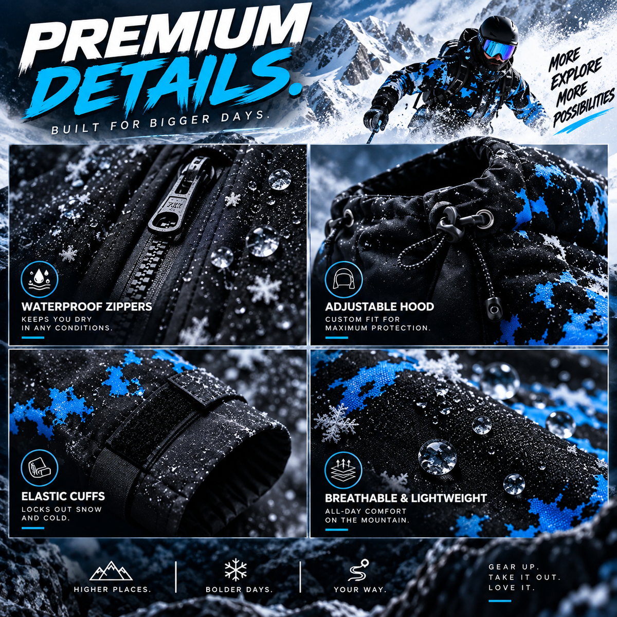 ❄️ Snow-Reactive Color-Changing Ski Jacket 🏂 Warm, Bold & Winter-Ready