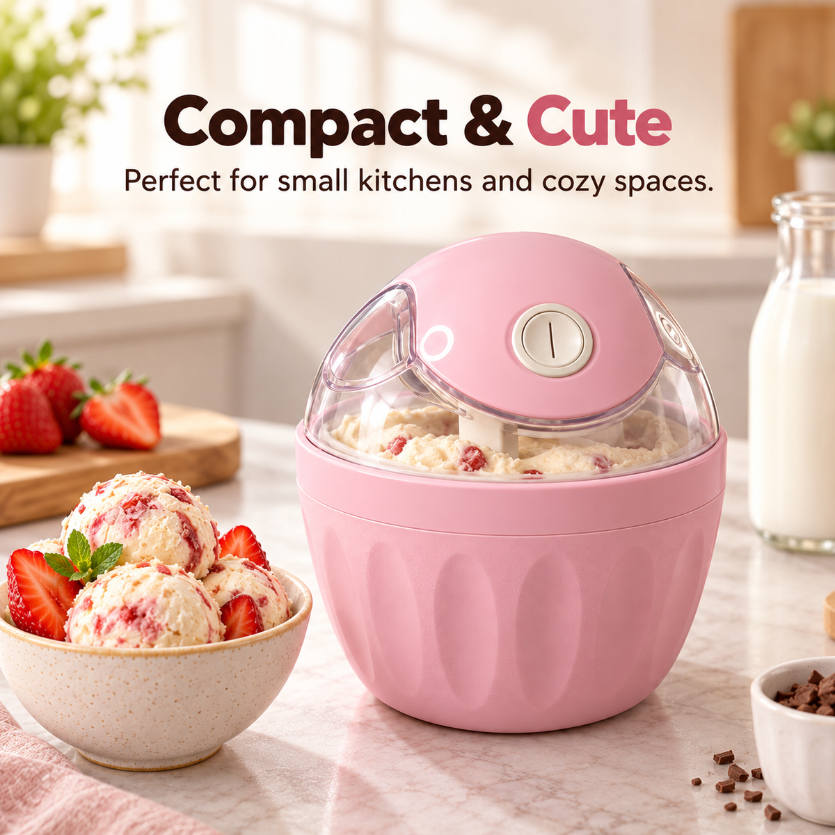 🍦 Mini Homemade Ice Cream Maker ✨ One-Touch Dessert Night Essential