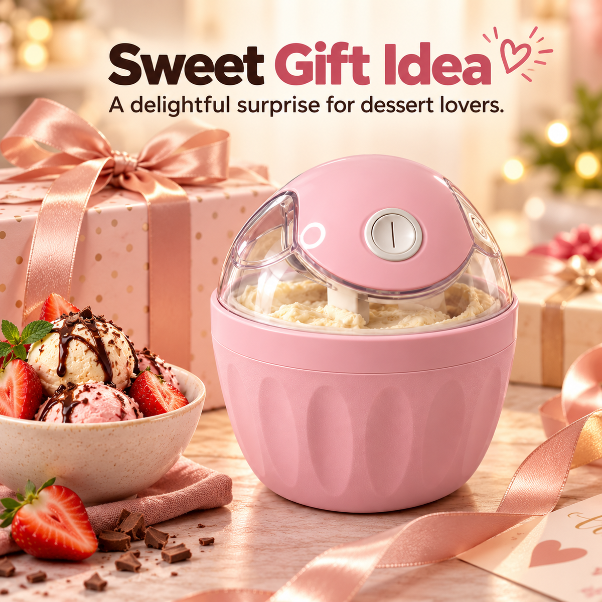 🍦 Mini Homemade Ice Cream Maker ✨ One-Touch Dessert Night Essential