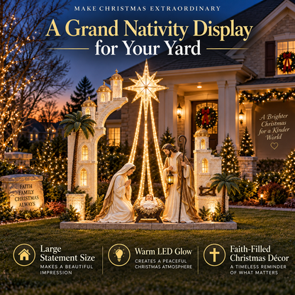 ⭐ Illuminated Nativity Star Display | Holy Family Christmas Décor
