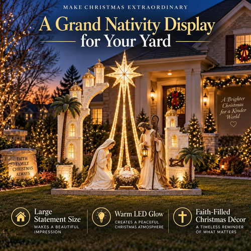 ⭐ Illuminated Nativity Star Display | Holy Family Christmas Décor