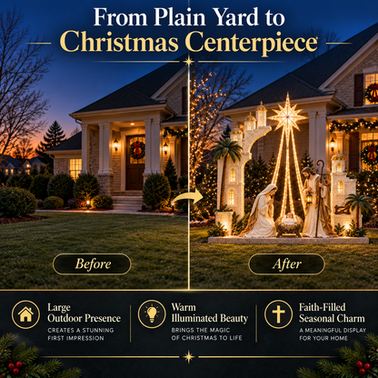 ⭐ Illuminated Nativity Star Display | Holy Family Christmas Décor