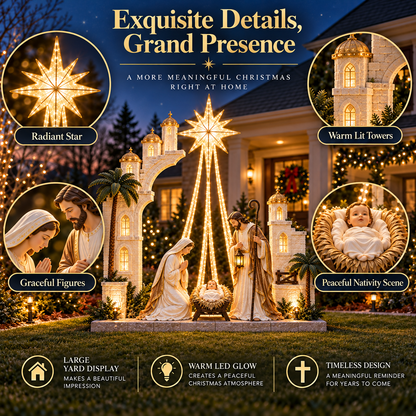 ⭐ Illuminated Nativity Star Display | Holy Family Christmas Décor
