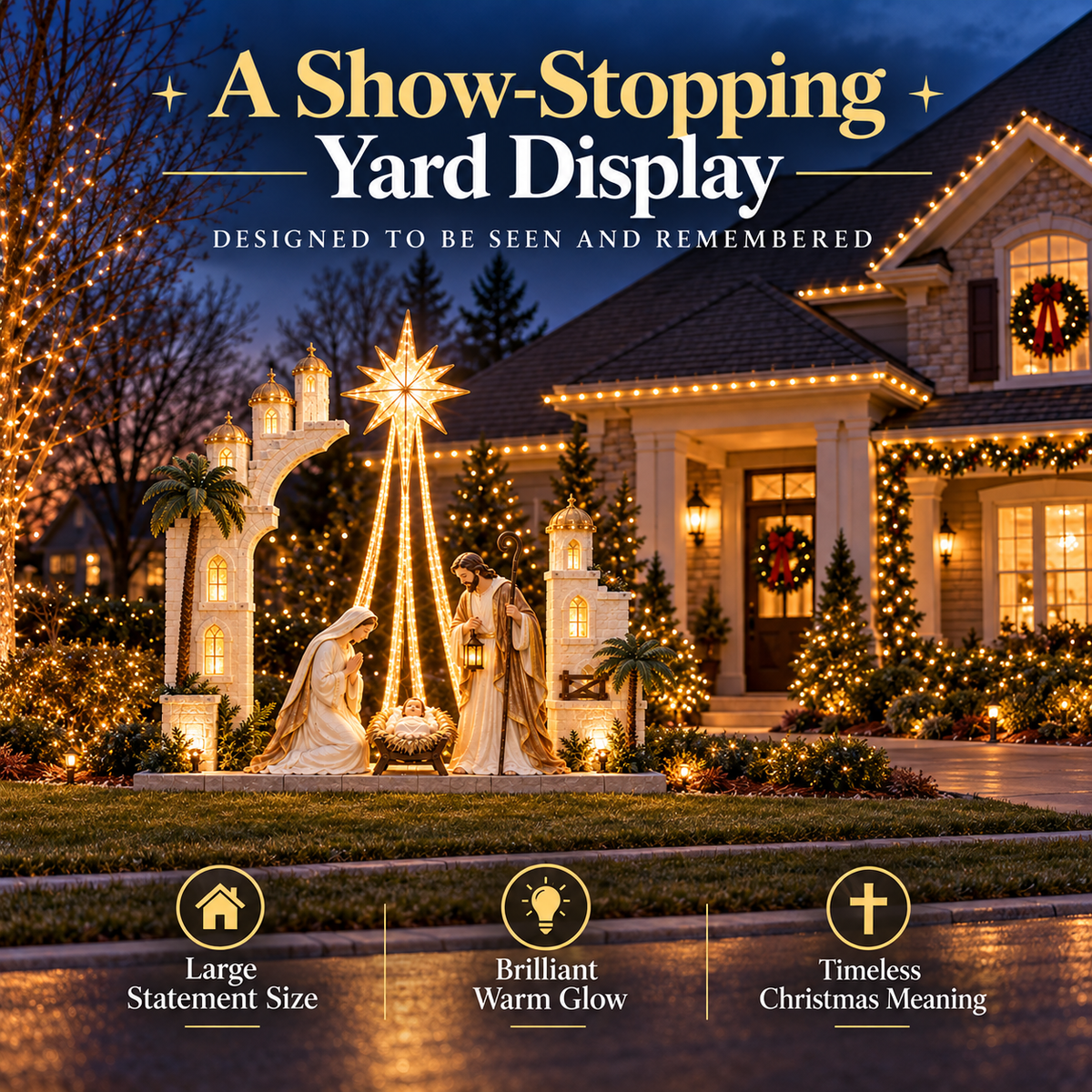 ⭐ Illuminated Nativity Star Display | Holy Family Christmas Décor