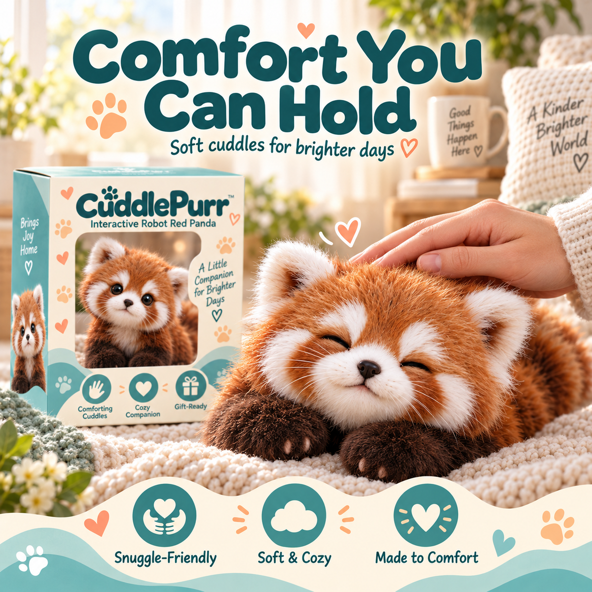 🐾❤️ CuddlePurr™ Red Panda – Interactive Plush Companion | A Little Friend, A Lot of Love