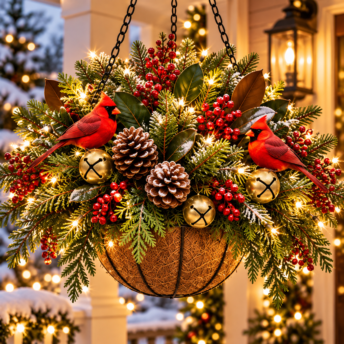 🔥Last Day 50% OFF 🎄 Pre-Lit Christmas Hanging Basket | Pre-lit, weather-resistant, and zero maintenance