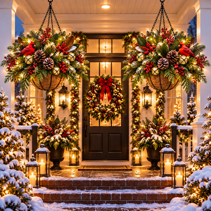 🔥Last Day 50% OFF 🎄 Pre-Lit Christmas Hanging Basket | Pre-lit, weather-resistant, and zero maintenance