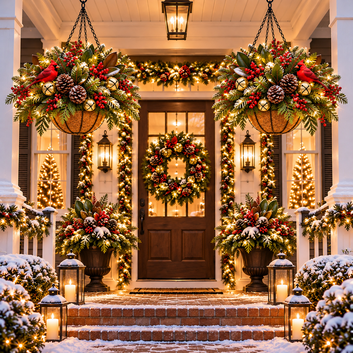 🔥Last Day 50% OFF 🎄 Pre-Lit Christmas Hanging Basket | Pre-lit, weather-resistant, and zero maintenance