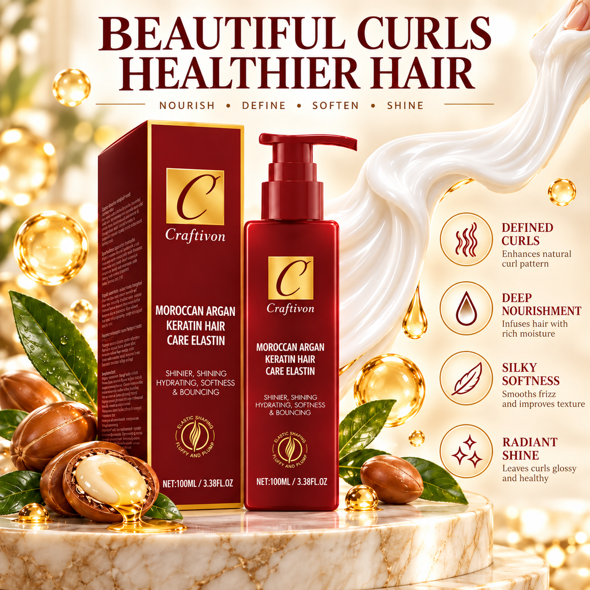 ❤️Argan & Avocado Curl Defining Leave-In Cream