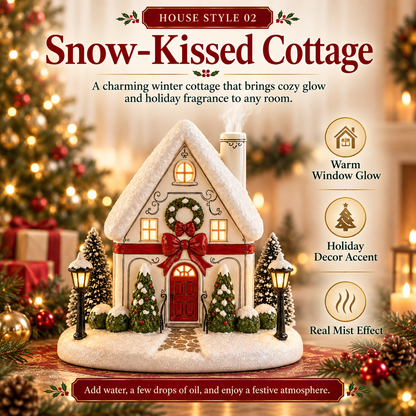 ✨🎄Christmas House Essential Oil Diffuser – 🏘️Glowing Holiday Decor with Chimney Mist🌿