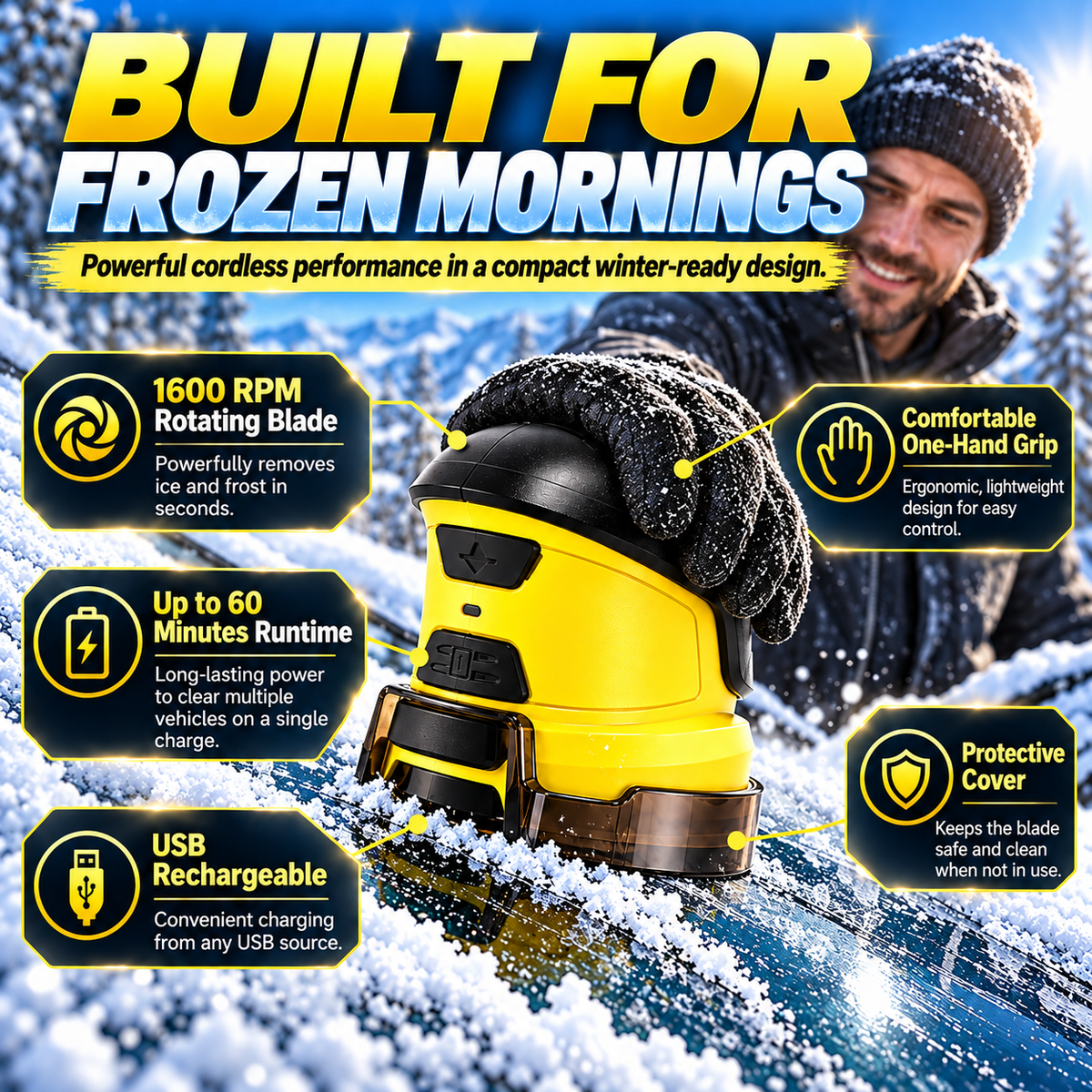 ❄️ Electric Ice Scraper – 1600 RPM Cordless Windshield De-Icer 🚗