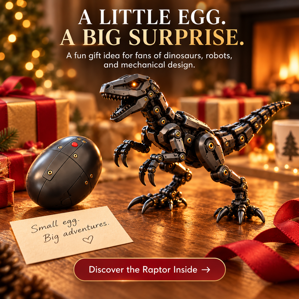 🦖 Egg to Raptor™ – 2-in-1 Transforming Mechanical Dinosaur | Futuristic Robot Collectible & Unique Gift