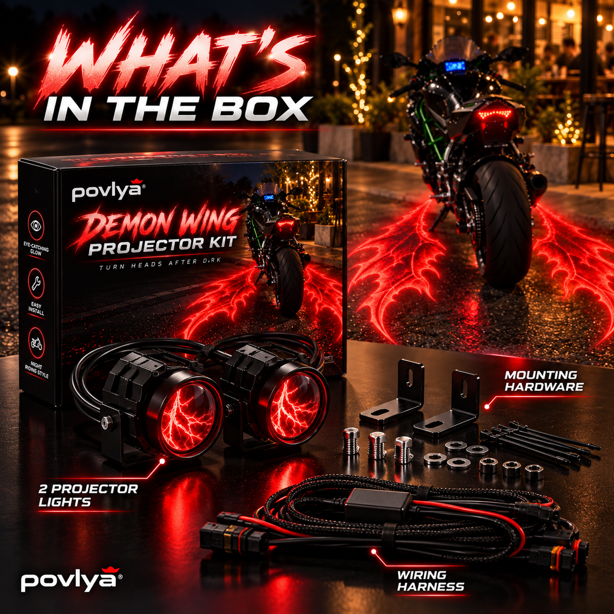🔥 Demon Wing Motorcycle Projector Kit 😈 Unleash the Beast After Dark!