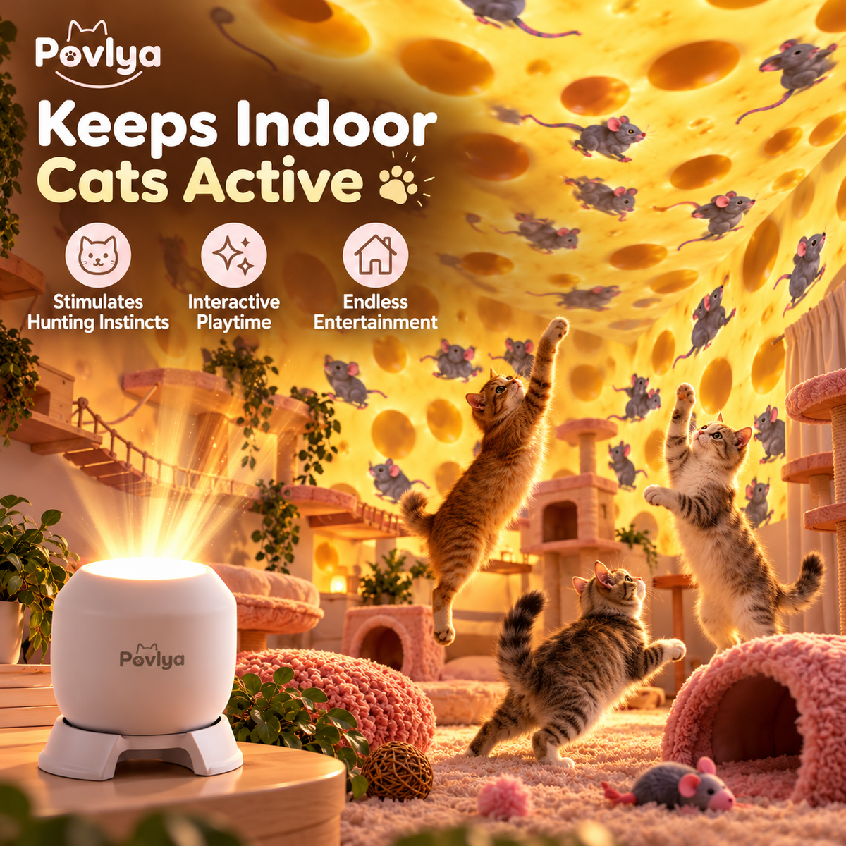 🐱 3D Cat Ceiling Projector ✨ Light Up Your Cat's World