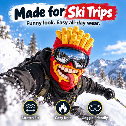 🍔🏂 3D Funny Food Knit Ski Mask for Warm Winter Adventures