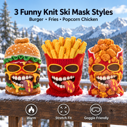 🍔🏂 3D Funny Food Knit Ski Mask for Warm Winter Adventures