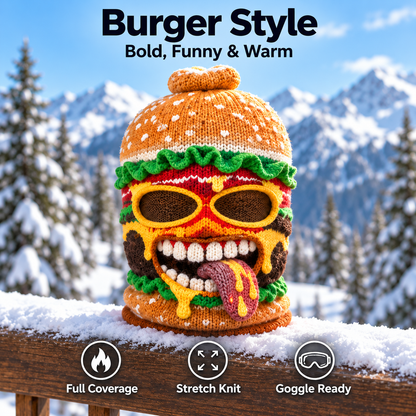 🍔🏂 3D Funny Food Knit Ski Mask for Warm Winter Adventures