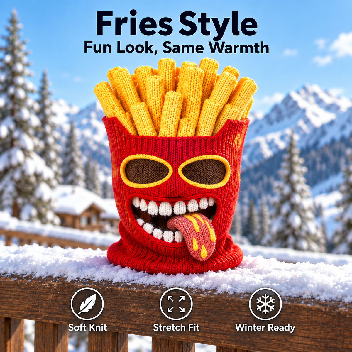 🍔🏂 3D Funny Food Knit Ski Mask for Warm Winter Adventures