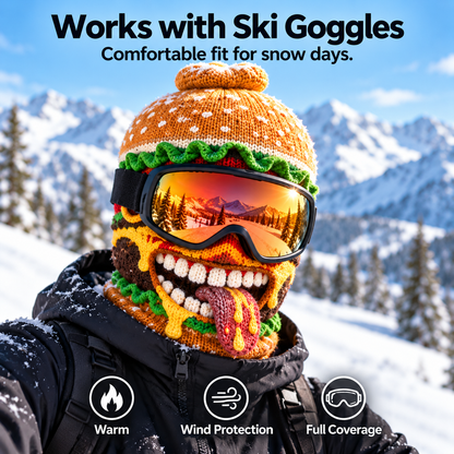 🍔🏂 3D Funny Food Knit Ski Mask for Warm Winter Adventures