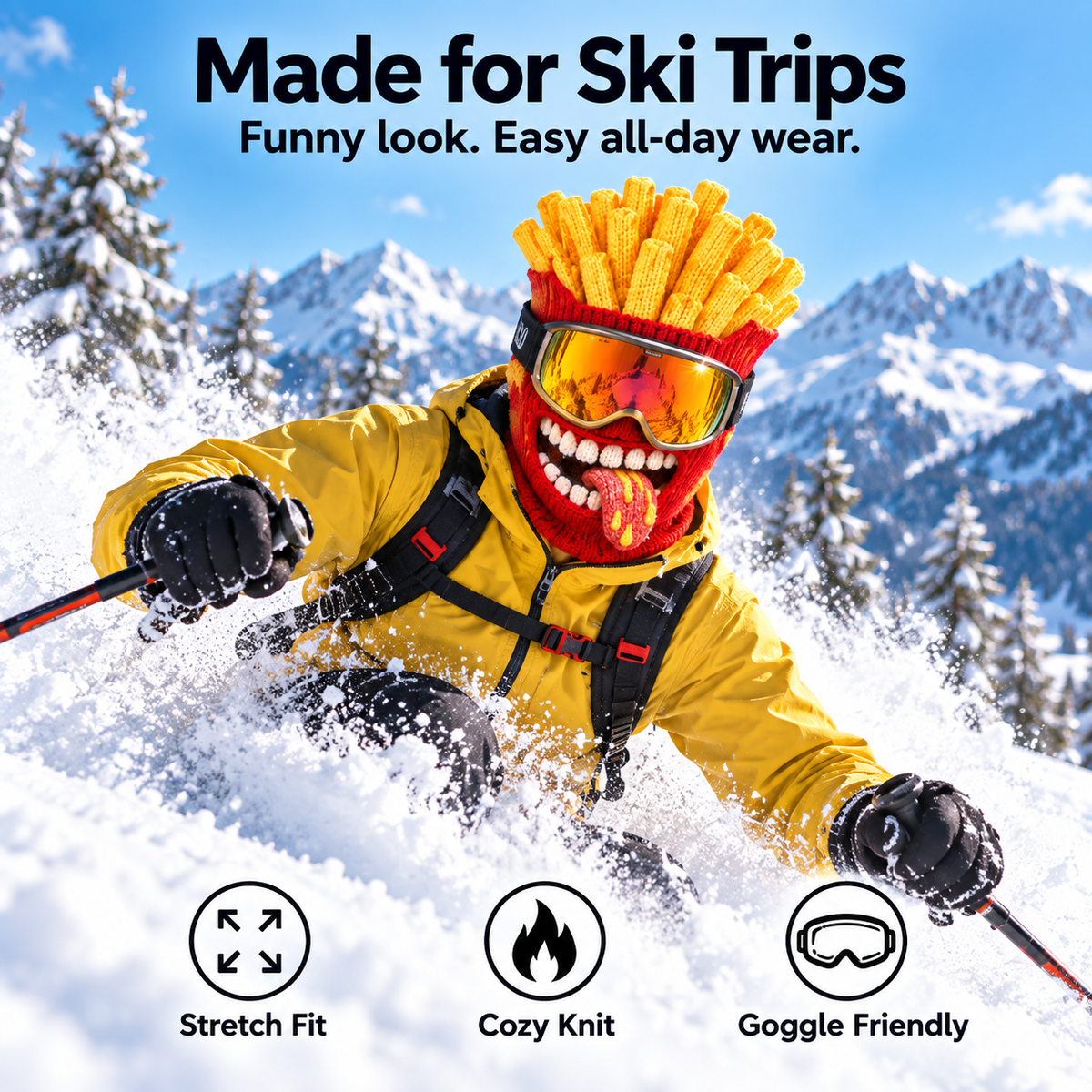 🍔🏂 3D Funny Food Knit Ski Mask for Warm Winter Adventures