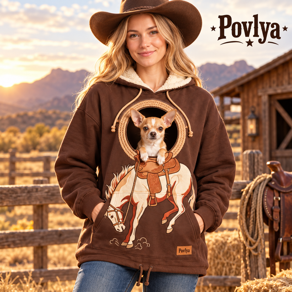 🤠 Western Cowboy Pet Carrier Jumpsuit – Keep Your Pet Close & Cozy