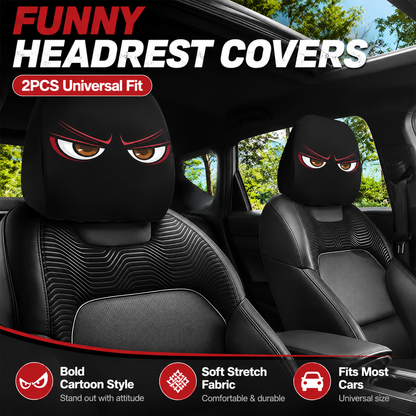 🔥Last Day Promotion😆Fear & Funny Car Headrest Covers – Universal Fit 2PCS🚗