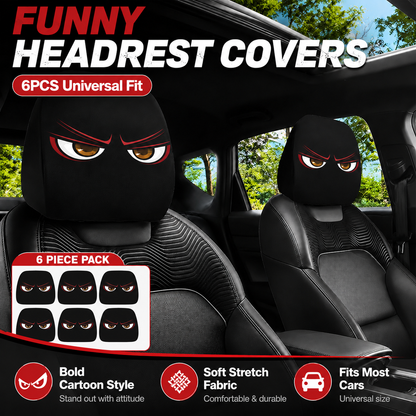 🔥Last Day Promotion😆Fear & Funny Car Headrest Covers – Universal Fit 2PCS🚗