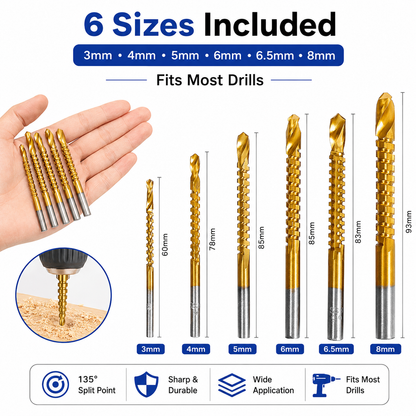 💪6-Piece 3–8mm Titanium Drill Bits⚡ Built for Metal, Wood & Plastic