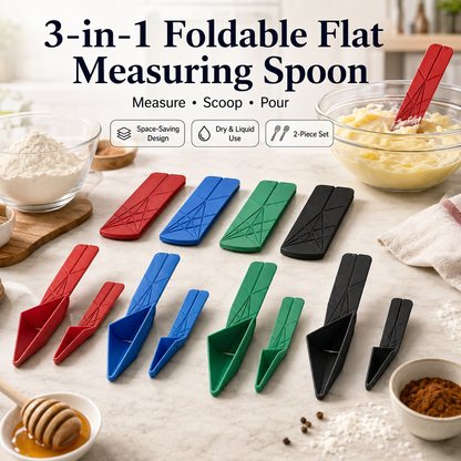 🍳 3-in-1 Kitchen Measuring Spoons – Foldable, Space-Saving & Easy to Clean