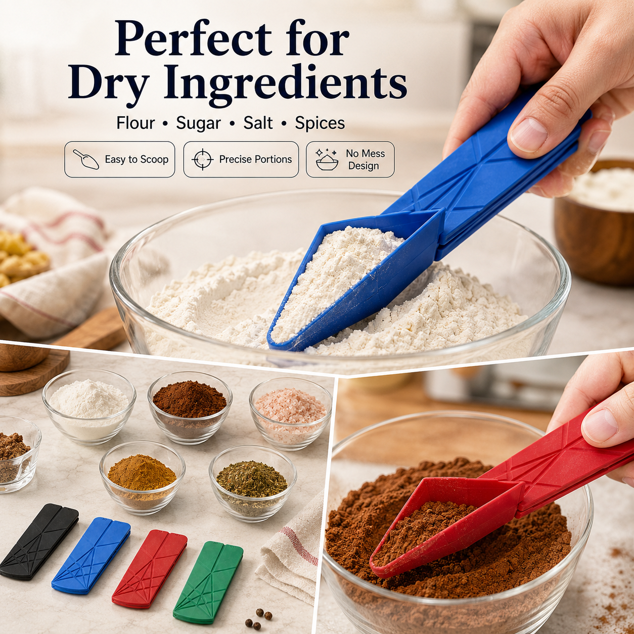 🍳 3-in-1 Kitchen Measuring Spoons – Foldable, Space-Saving & Easy to Clean