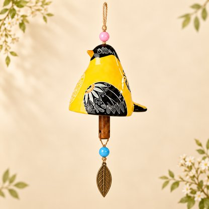 ✨ Hand-Painted Resin Bird Wind Chime, Colorful Folk Art Garden Hanging Decor