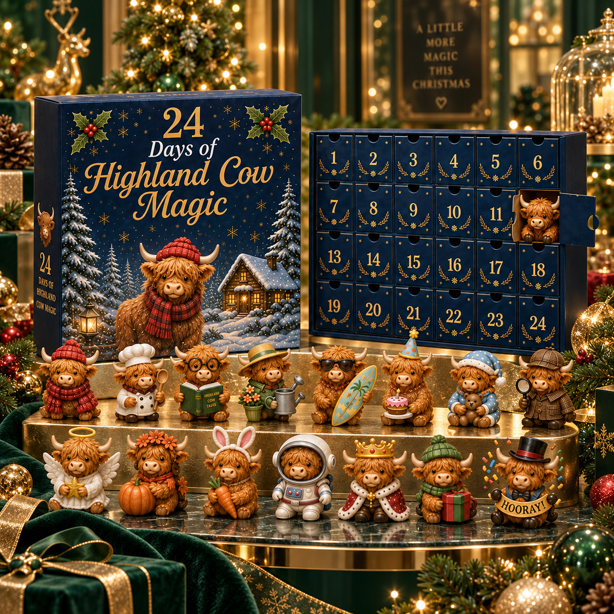🎄🐮 Highland Cow Christmas Advent Calendar – 24 Days of Cozy Surprises
