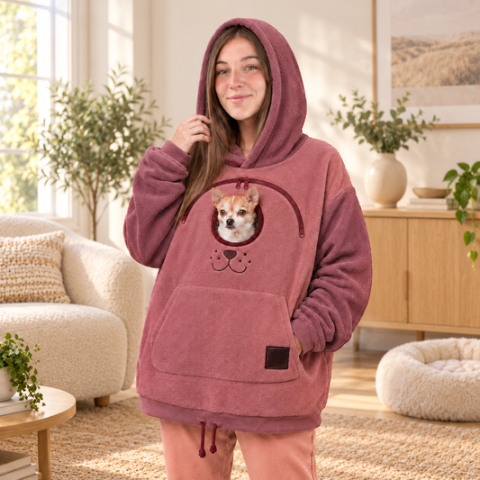 🐶💕 Cozy Pet Carrier Hoodie – Soft Fleece Cuddle Pouch Sweatshirt for Cats & Small Dogs