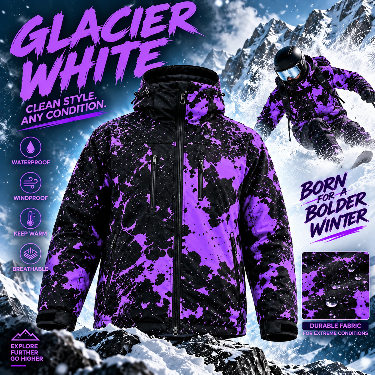 ❄️ Snow-Reactive Color-Changing Ski Jacket 🏂 Warm, Bold & Winter-Ready