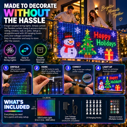 ✨ Turn Your Balcony Into A Giant LED Light Show! 🎄 Smart Animated Mesh Screen 🎆📱