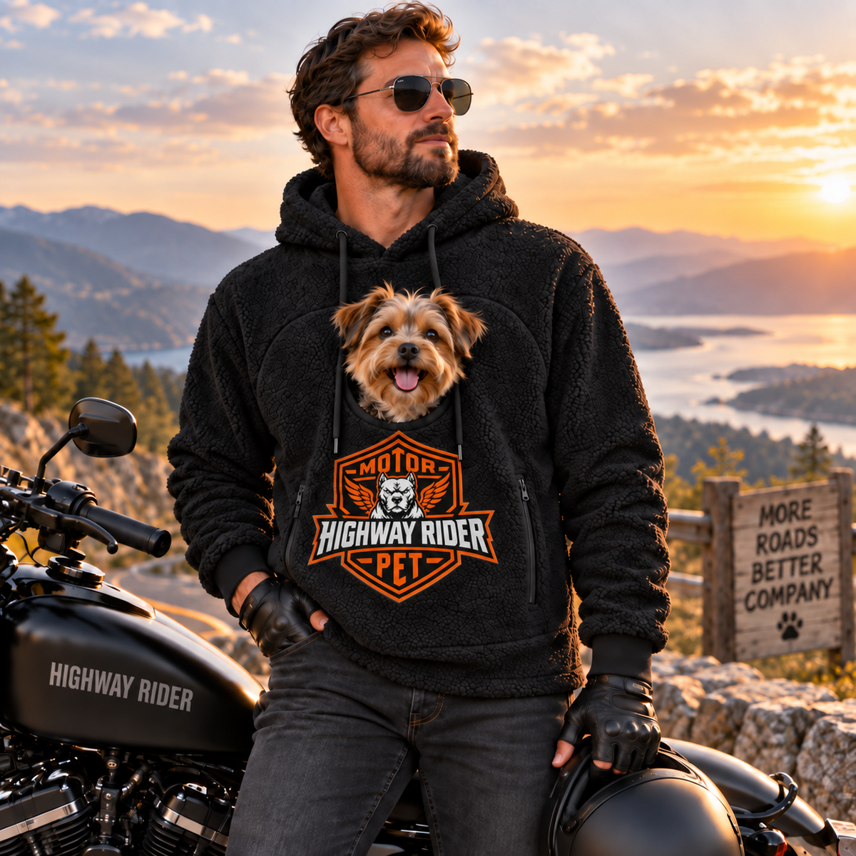 🐾 Rider Pet Carrier Sherpa Hoodie – Cozy Hands-Free Dog Carrying Hoodie
