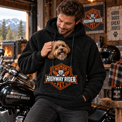 🐾 Rider Pet Carrier Sherpa Hoodie – Cozy Hands-Free Dog Carrying Hoodie
