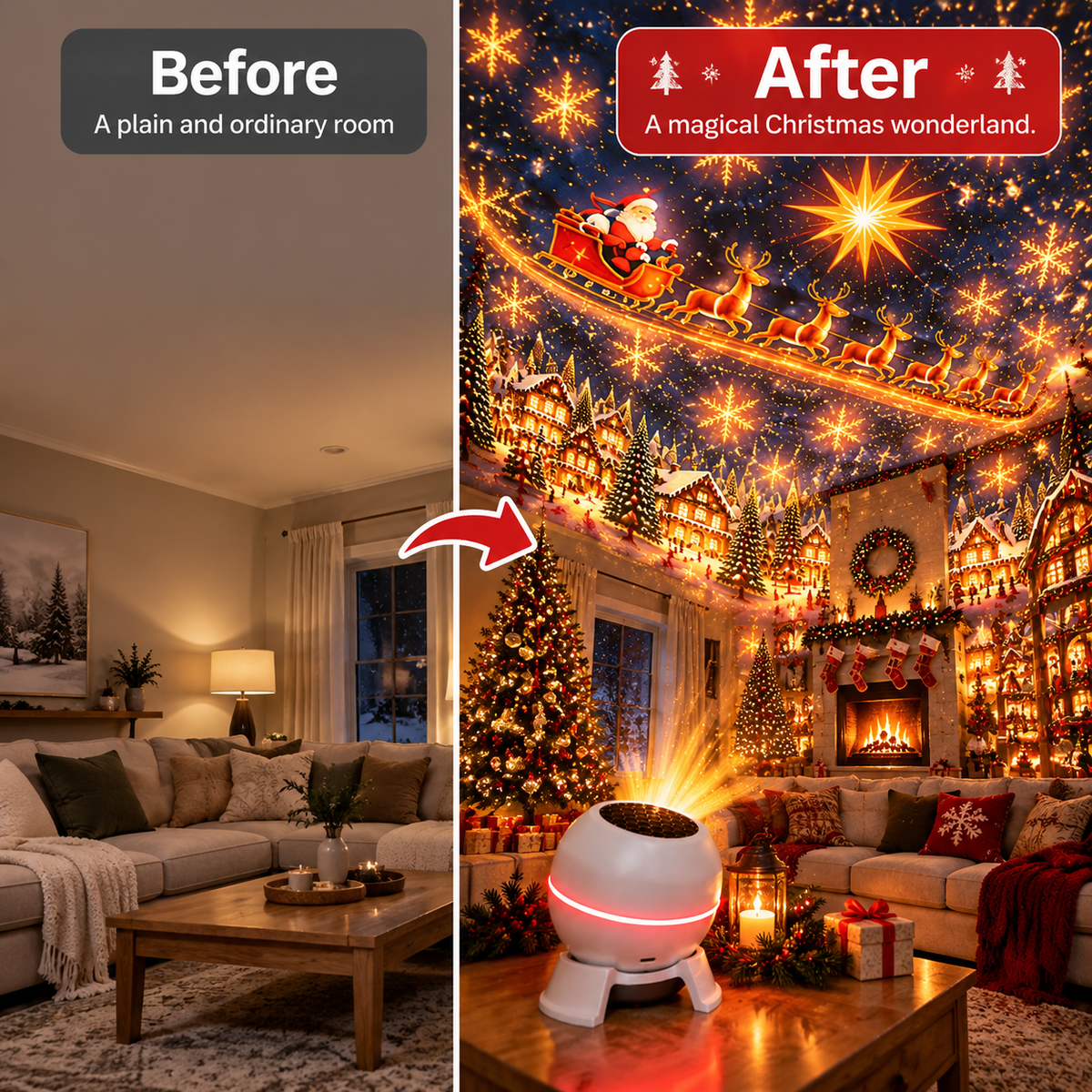 🎄 50% OFF Christmas Projection Night Light ✨ Create A Magical Holiday Wonderland At Home