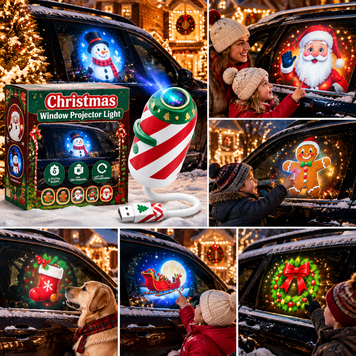 🎅 Christmas Car Projector Light ✨ Bring Holiday Magic on the Road