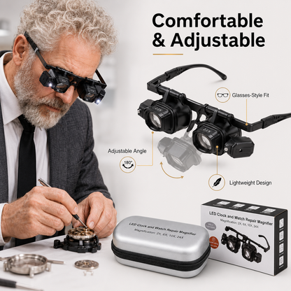 🔍 LED Head-Mounted Magnifying Glasses – Hands-Free Magnifier for Precision Work