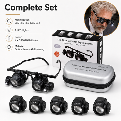 🔍 LED Head-Mounted Magnifying Glasses – Hands-Free Magnifier for Precision Work