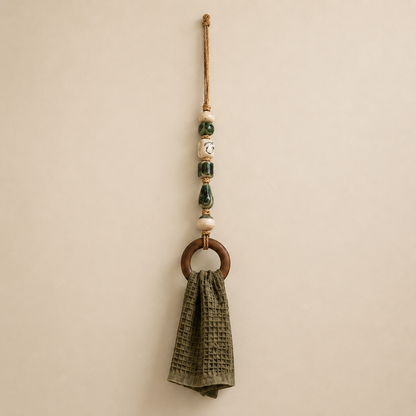 🏡Decorative Beaded Towel Hanger with Wooden Ring