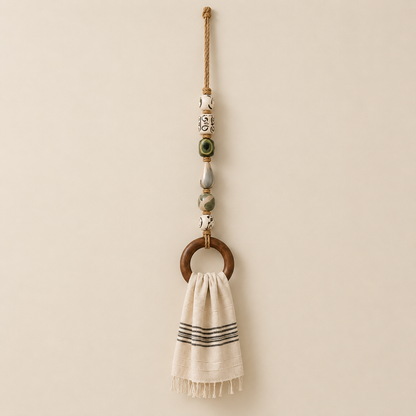 🏡Decorative Beaded Towel Hanger with Wooden Ring
