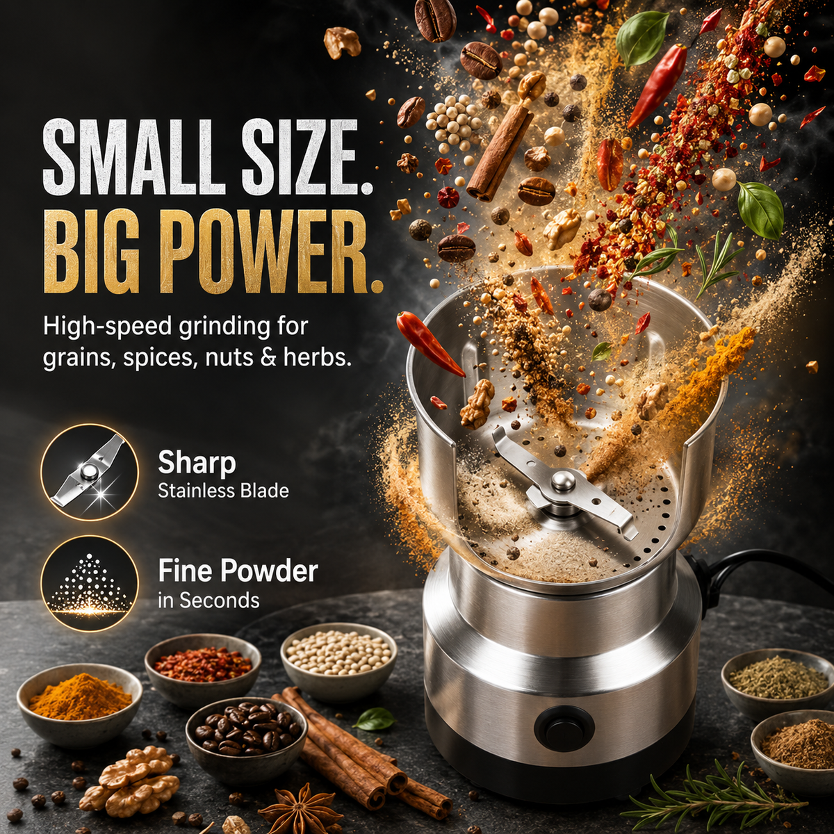 ⚡ High-Speed Electric Grain Grinder ✨ Grind Fresh, Fast & Easy!