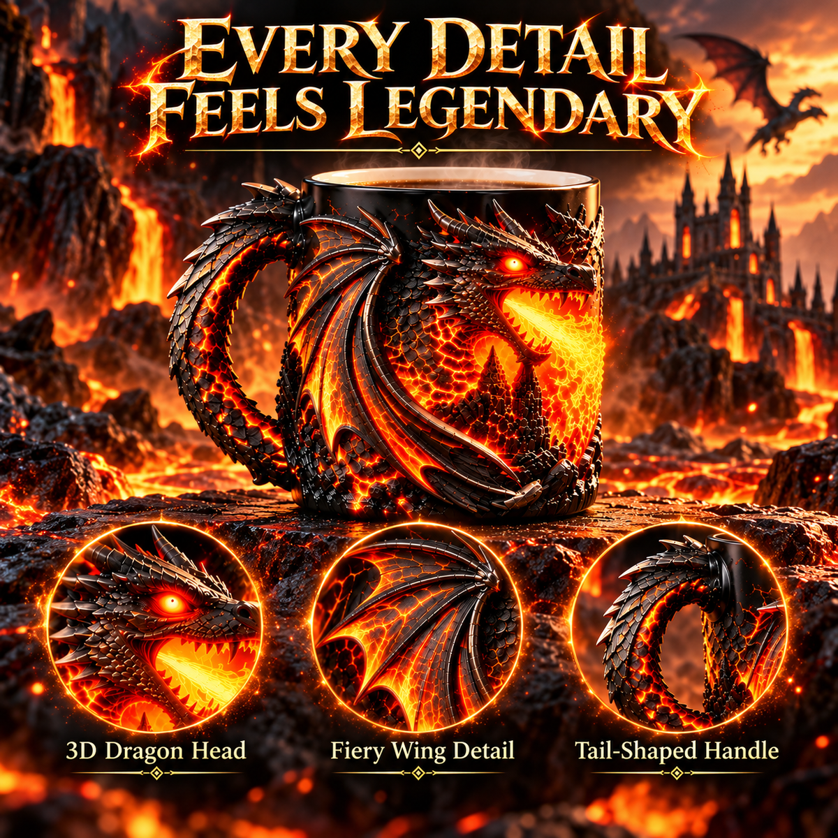 🐉🔥 3D Dragon Heat-Reveal Magic Mug – Watch the Dragon Come Alive! ☕✨