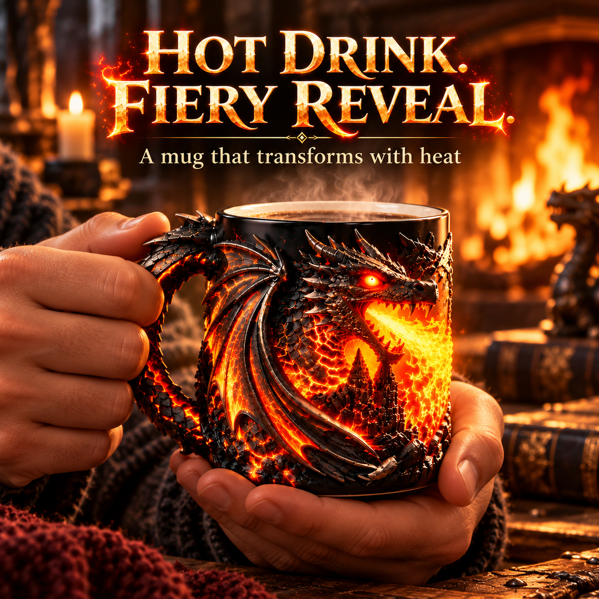🐉🔥 3D Dragon Heat-Reveal Magic Mug – Watch the Dragon Come Alive! ☕✨