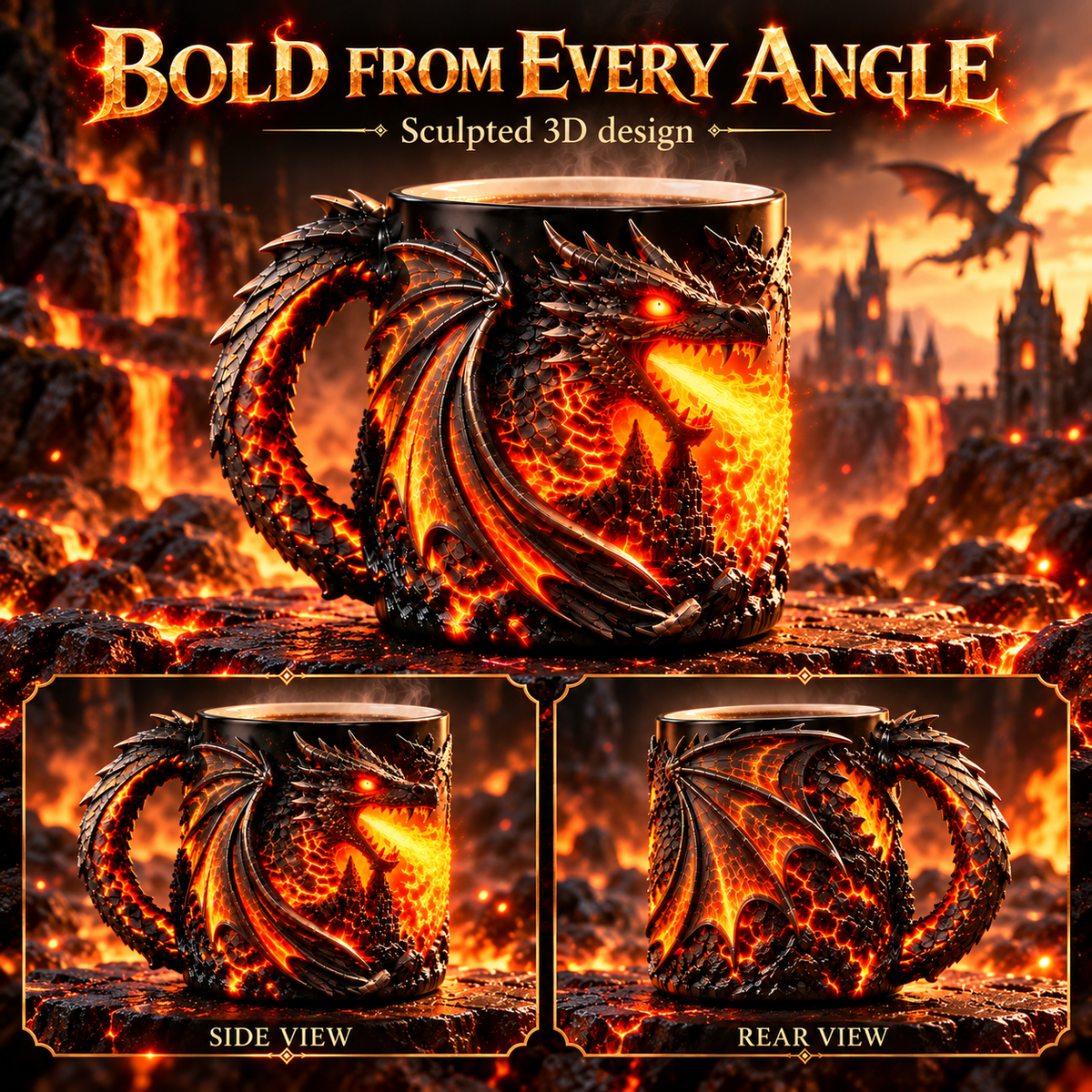 🐉🔥 3D Dragon Heat-Reveal Magic Mug – Watch the Dragon Come Alive! ☕✨