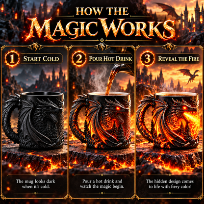 🐉🔥 3D Dragon Heat-Reveal Magic Mug – Watch the Dragon Come Alive! ☕✨