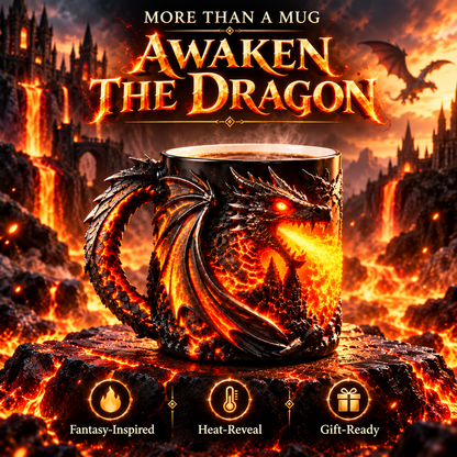 🐉🔥 3D Dragon Heat-Reveal Magic Mug – Watch the Dragon Come Alive! ☕✨