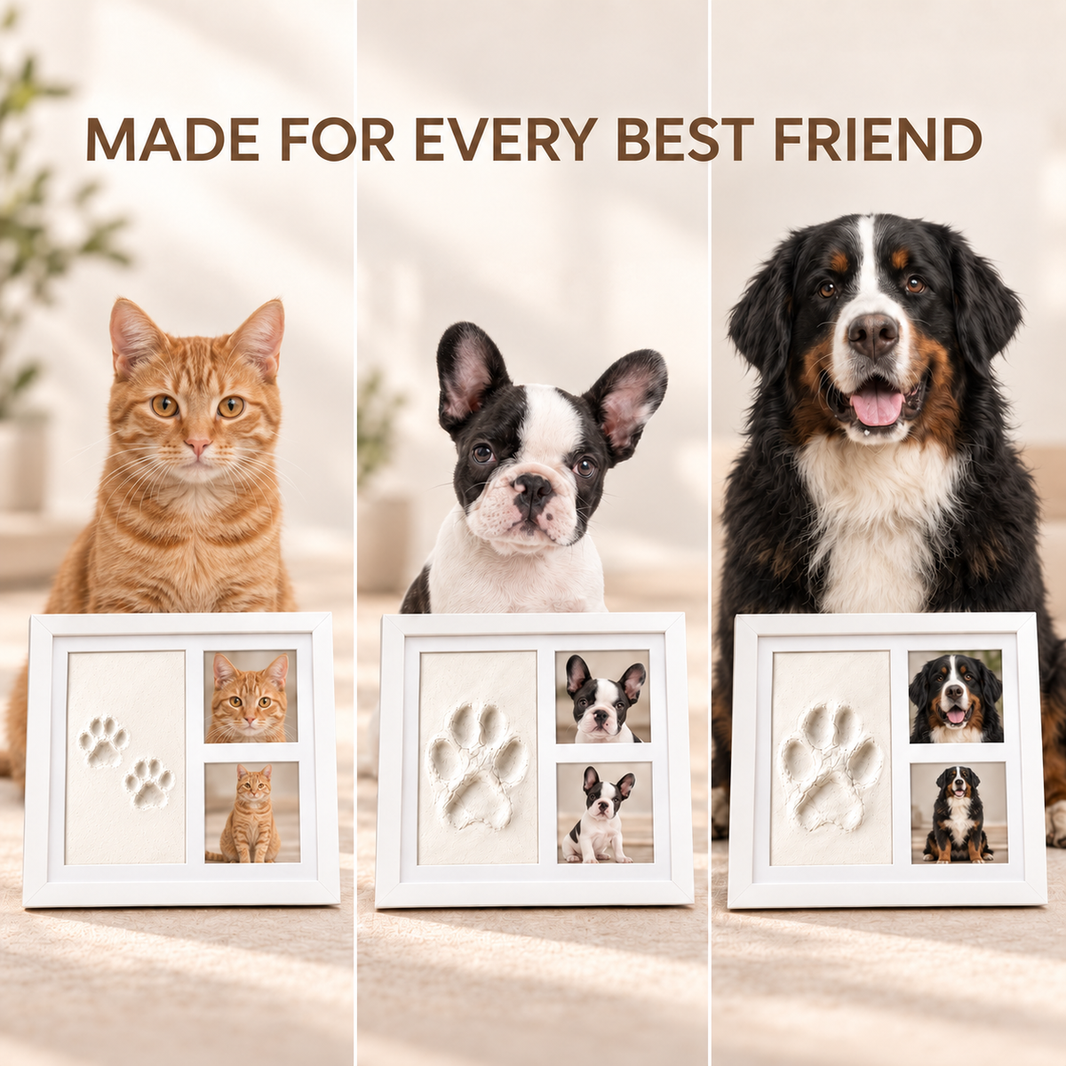 🐾 Pet Paw & Nose Print Keepsake Kit – Personalized Memory Frame